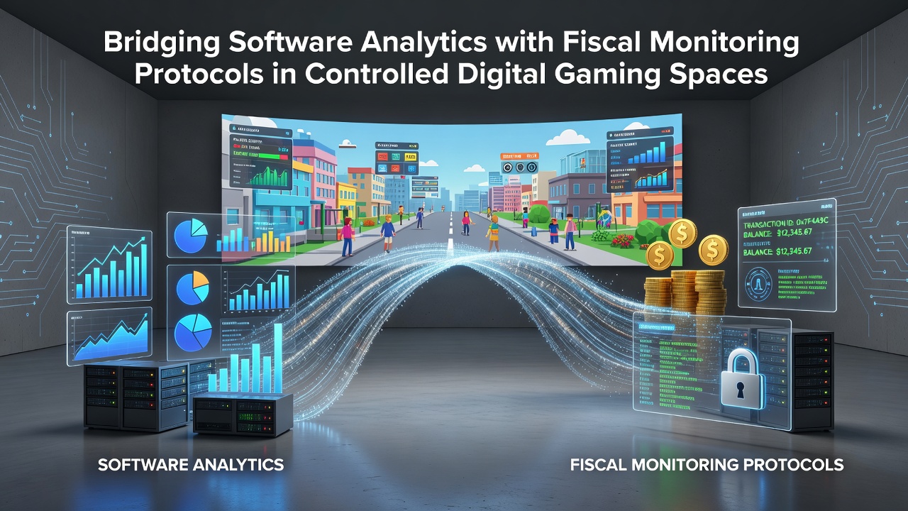 Darstellung einer digitalen Spielumgebung mit integrierten Analyse-Dashboards und Überwachungssystemen