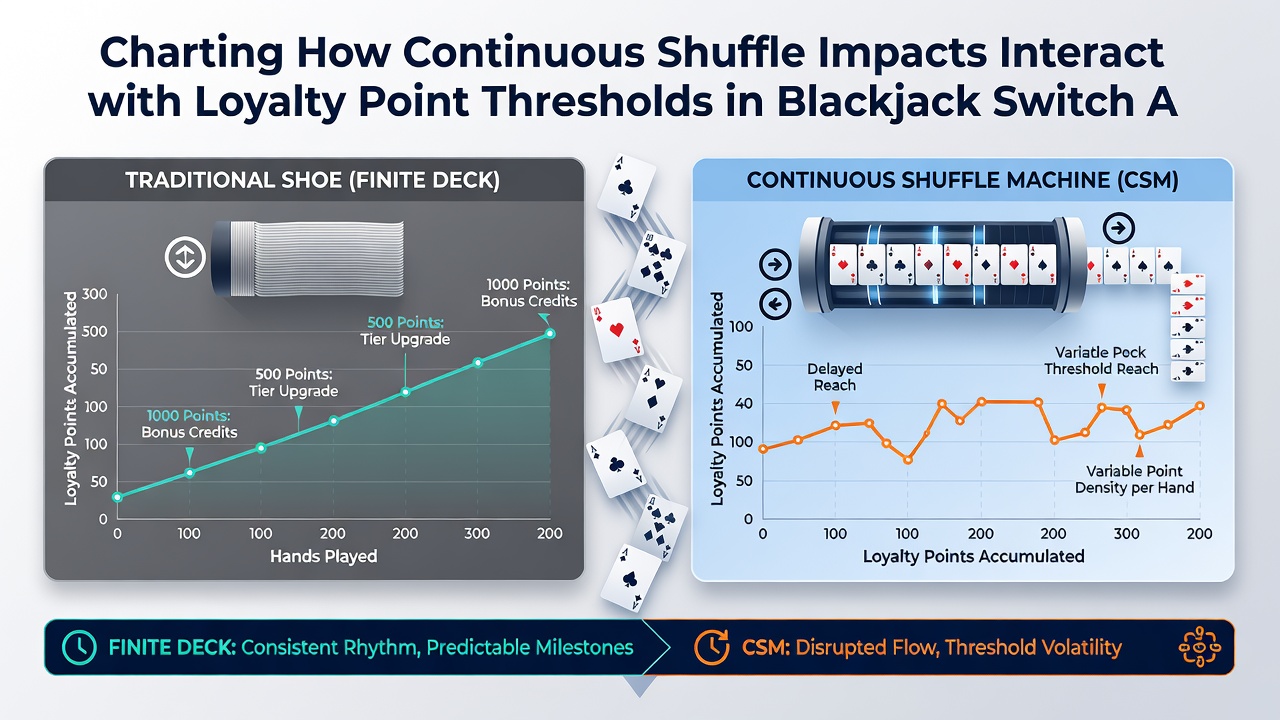 Grafische Analyse von Shuffle-Zyklen und Loyalitätspunkte-Schwellen in Blackjack Switch Varianten