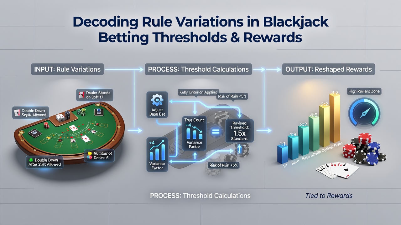 Analyse-Diagramm zu Wettenschwellen und Regelvariationen in Blackjack mit Fokus auf Belohnungsprogramme