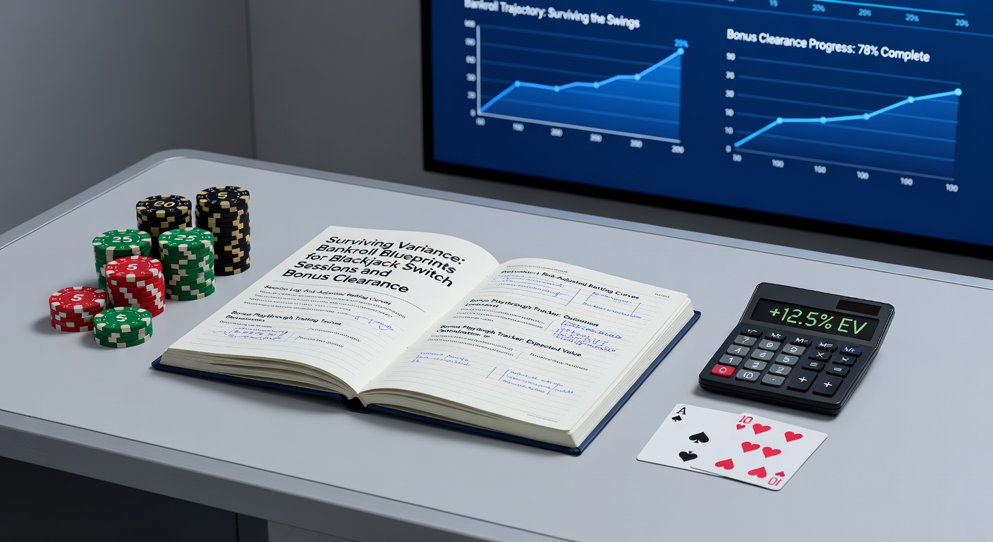 Detaillierte Bankroll-Chart für Blackjack Switch mit Kelly-Linien und Variance-Kurven